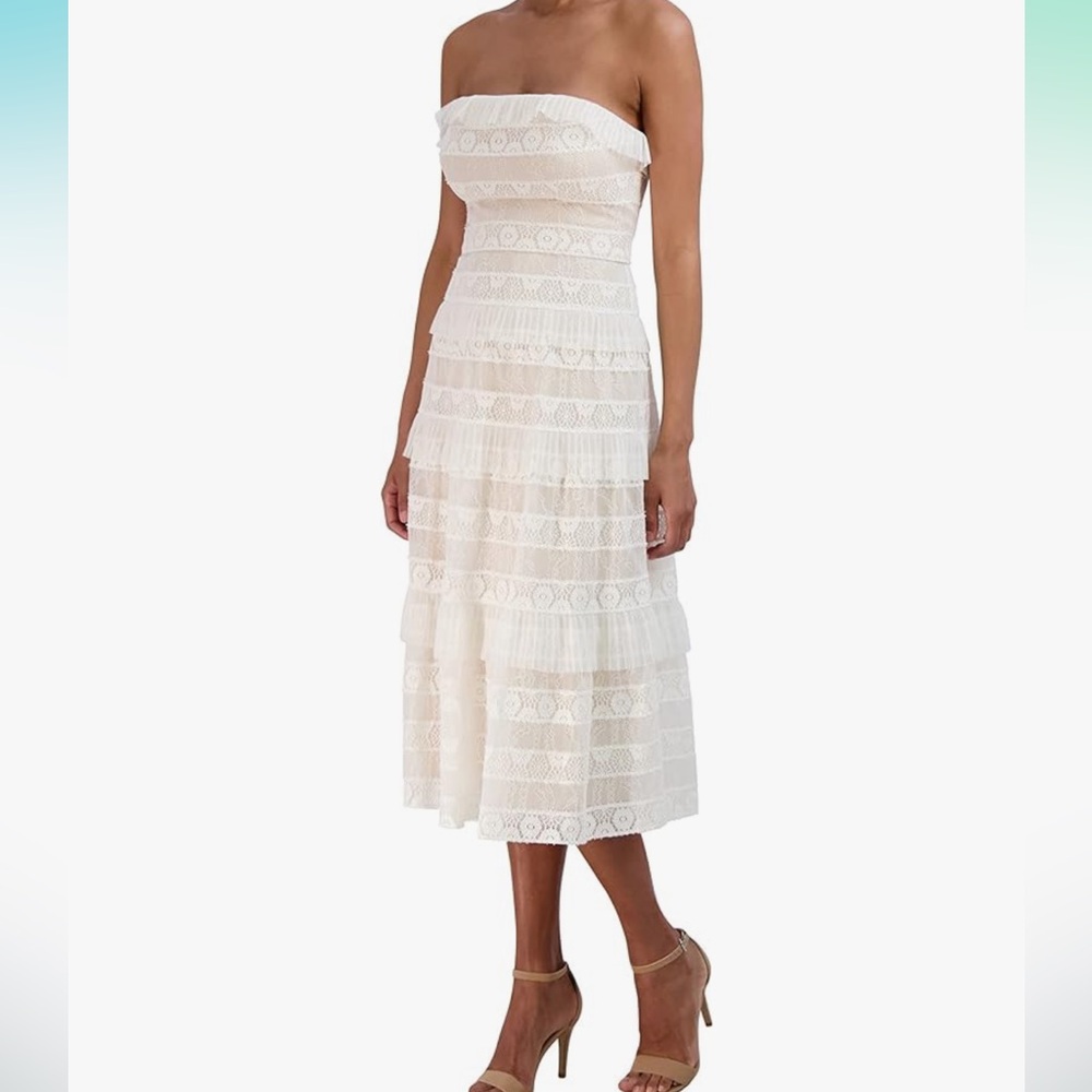 BCBG Strapless Lace Midi Dress - NWT